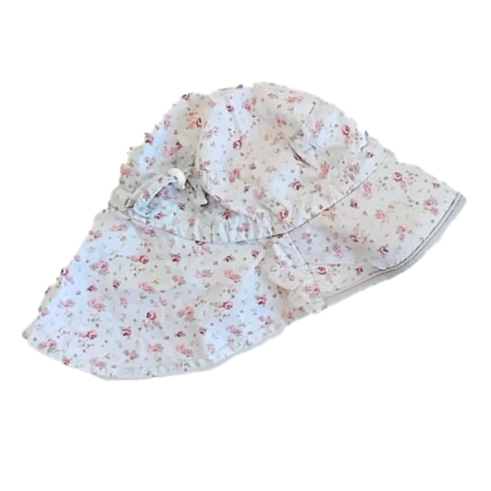 Jan & Jul Girls Blue Floral Sun Hat size: 12-18 Months